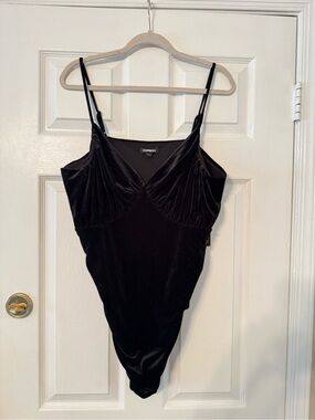 Express Black Velvet V-Neck Bodysuit